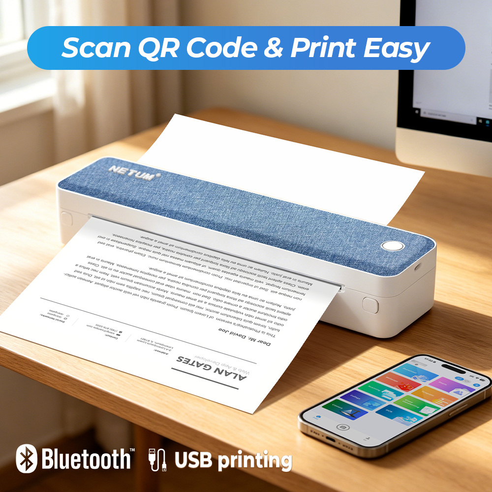 Commercial Document Printing - Portable A4 printer inkless Bluetooth Mobile
